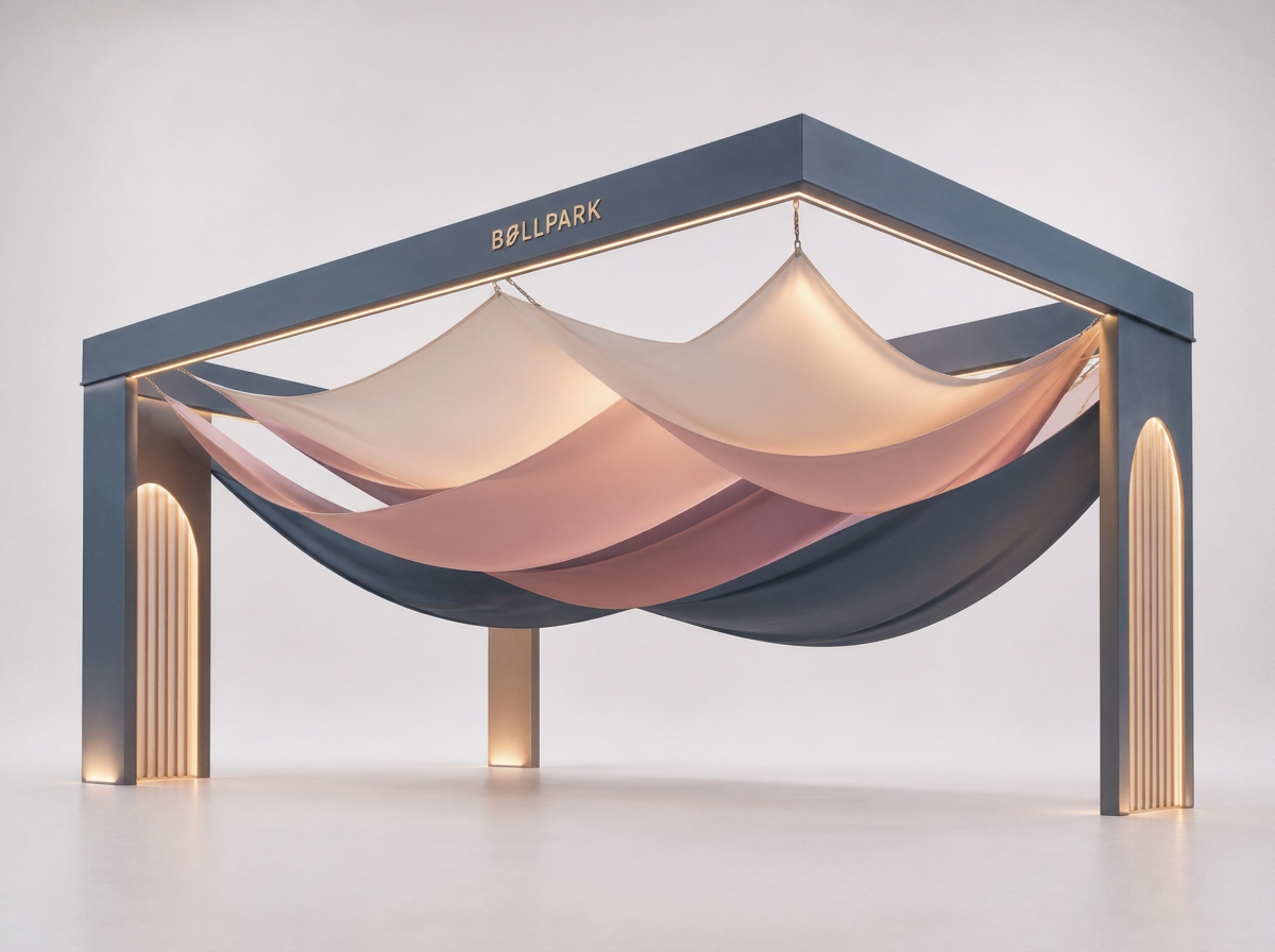 Draped fabric canopy pergola render