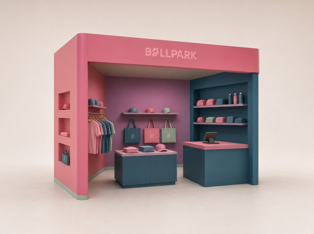 3m × 3m branded pop-up structure render