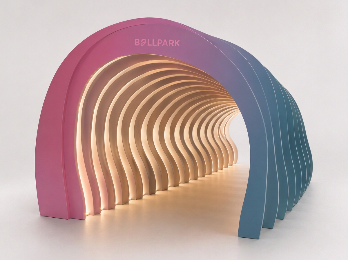 Illuminated arched entrance tunnel render