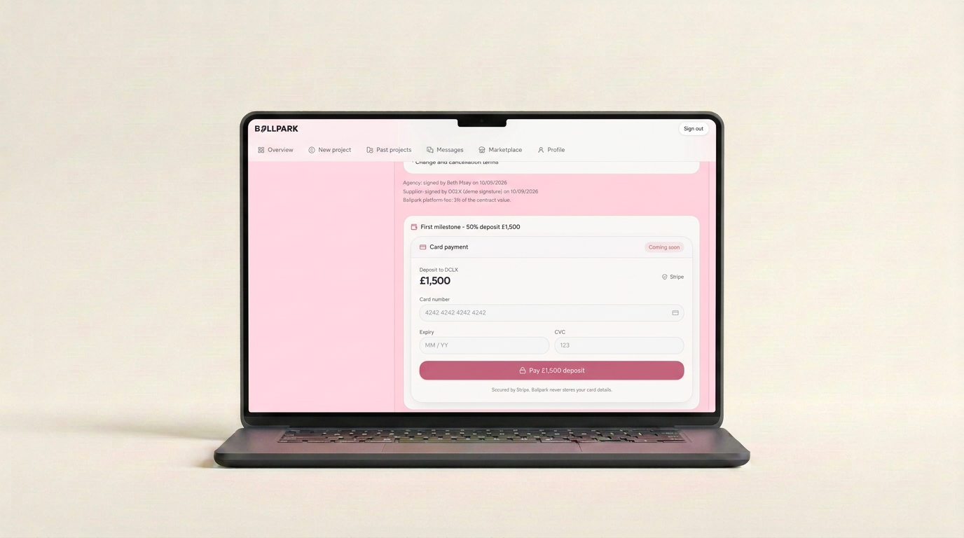 Step 6: You pay 50%, your suppliers deliver, you pay the rest
